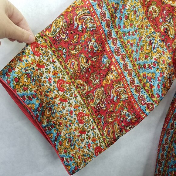 Oscar de la Renta Robe Women S/M Pink Label Paisley Loungewear Satin Knee Length - Picture 5 of 16